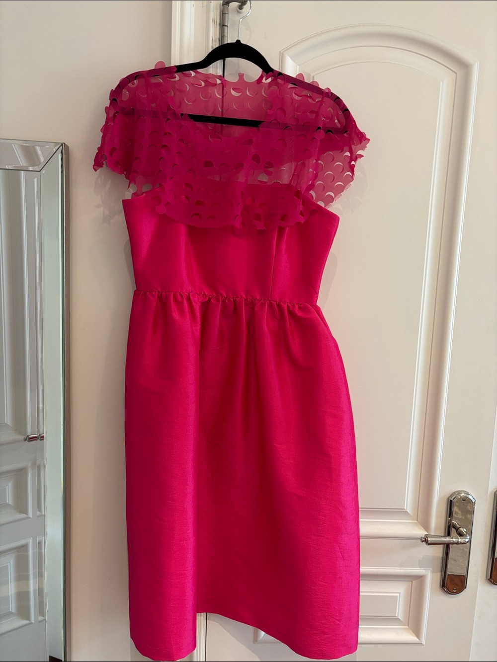 CeCe Hot Pink Ruffle Off-Shoulder Cocktail Dress